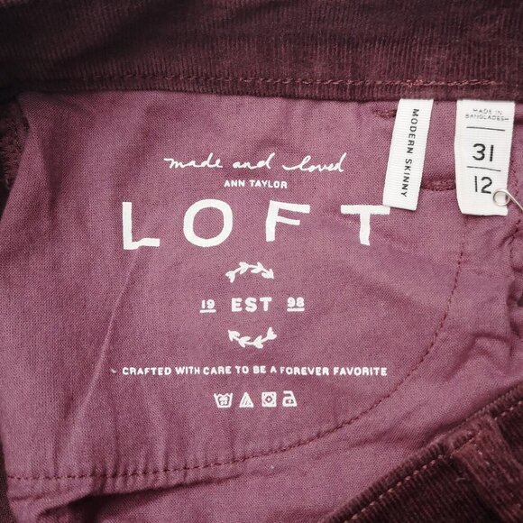 Ann Taylor Loft Ladies Size 31/12 Modern Skinny Purple Corduroy Pants - Picture 12 of 14